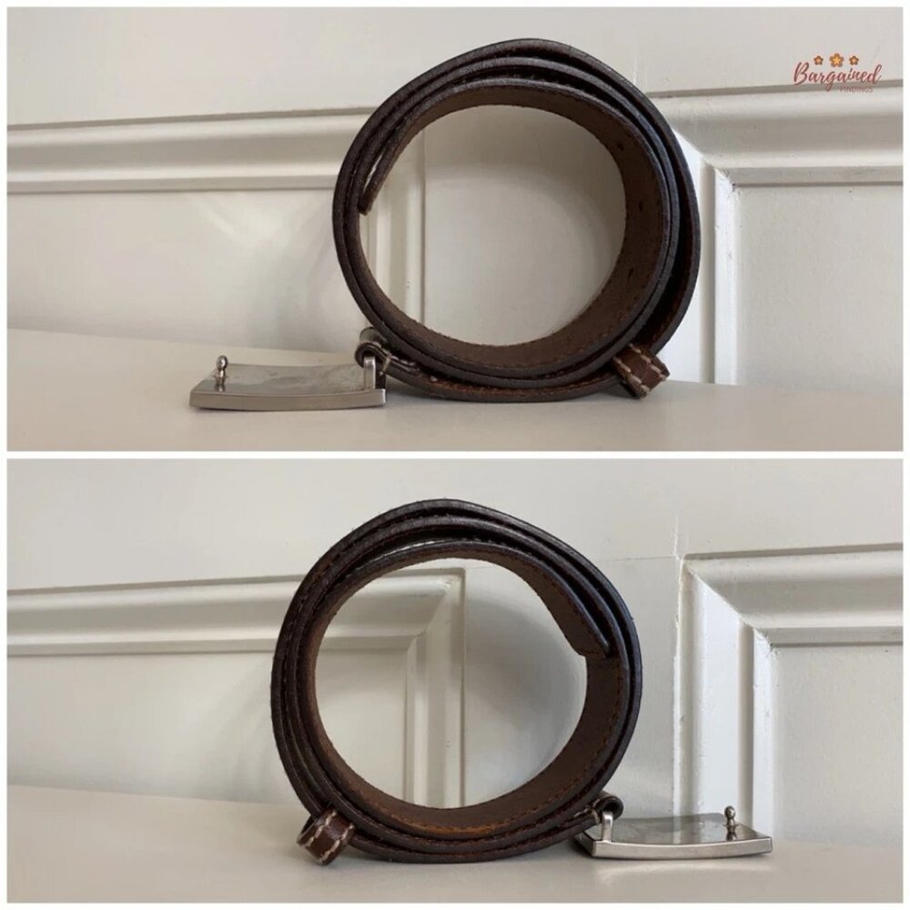 Authentic Gucci Brown Leather Crest Logo Plaque Men's Buckle Belt Size 90/36 - Picture 9 of 13